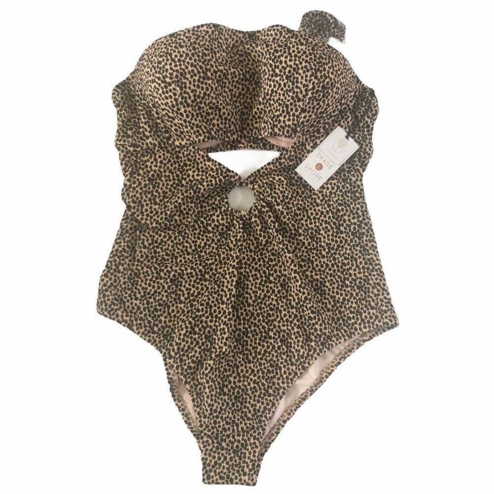 NWT Shade & Shore 32C Animal Print Lifting One Piece Swimsuit Ring Cutout #SW